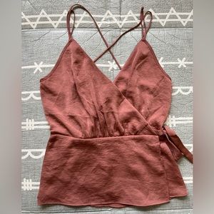 Express Mauve Surplice Wrap Strappy Tank Too